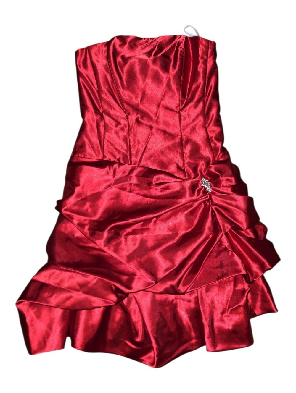 Vintage Jessica McClintock Red Satin Strapless Dress Size 5/6